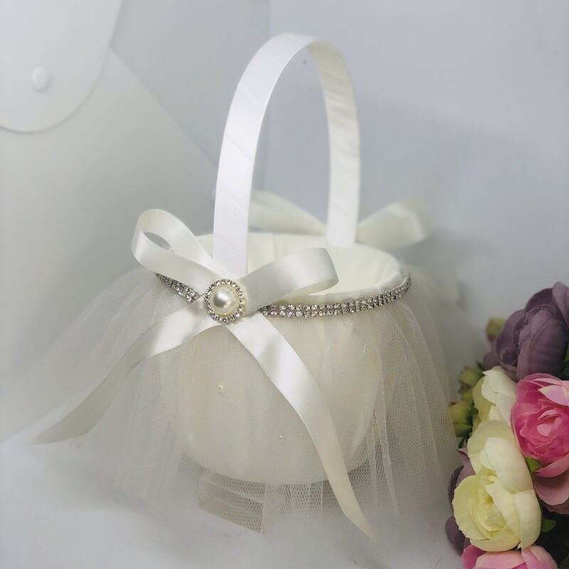 MADISON - Ivory Bling Flower Girl Basket