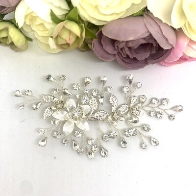 MARILYN - Silver Crystal Wedding Bridal Hair Comb