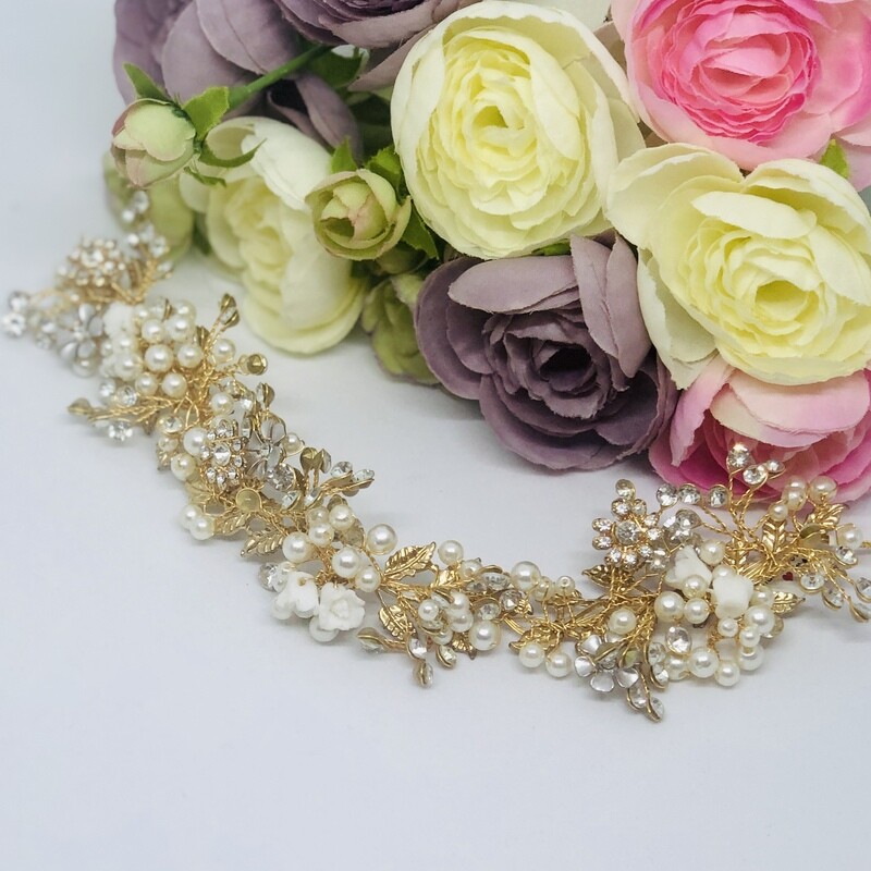 SAVANNAH - Gold Wedding Bridal Head Piece
