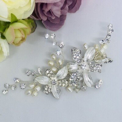 JASMINE - Silver Crystal Wedding Bridal Hair Comb