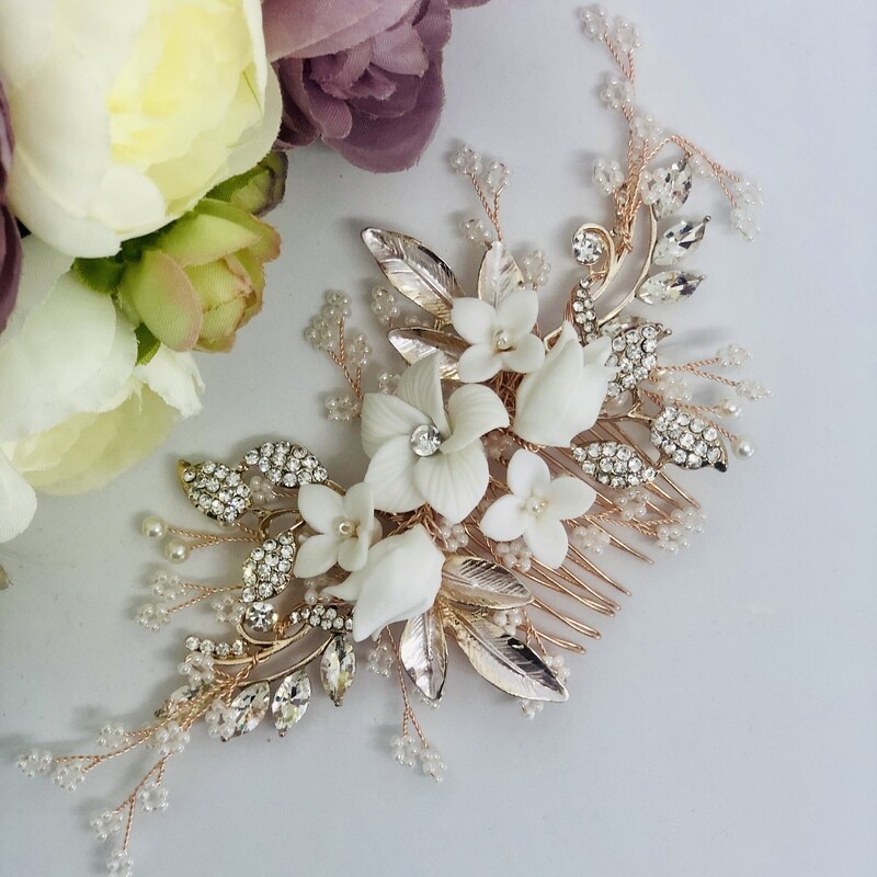 NADINE ROSE - Crystal Wedding Bridal Hair Comb