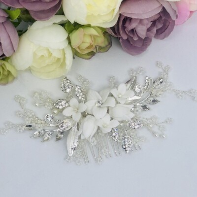 NADINE SILVER - Crystal Wedding Bridal Hair Comb