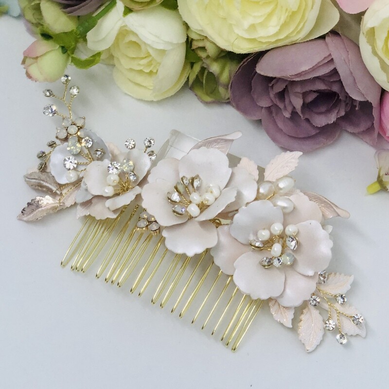 ALEXANDRA - Gold Crystal Wedding Bridal Hair Comb