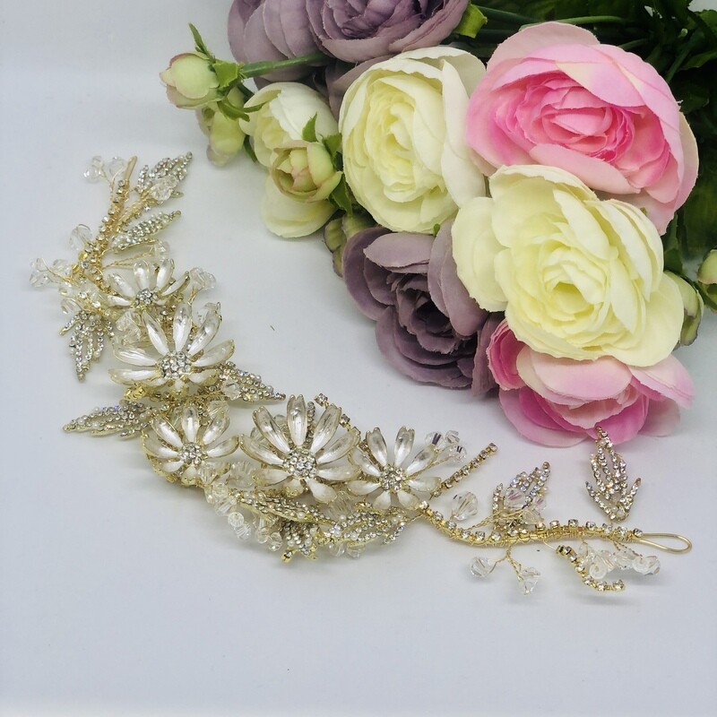 CORRINE - Gold Flower Bridal Wedding Hair Piece