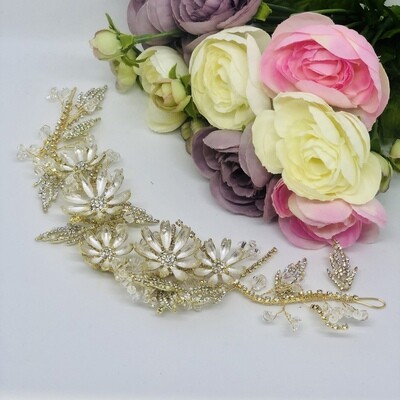CORRINE - Gold Flower Bridal Wedding Hair Piece
