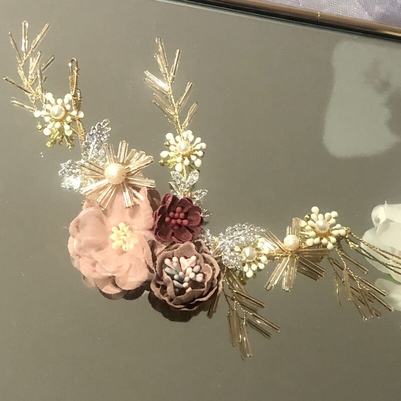 IBBY - Gold &amp; Pink Wedding Bridal Head Piece