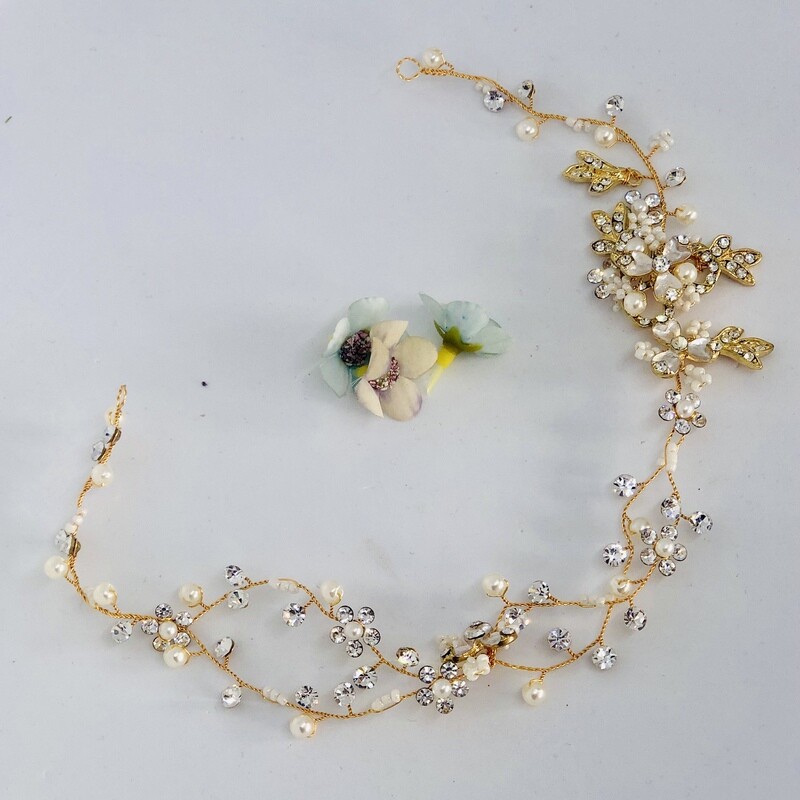 ADELINE GOLD - Crystal Bridal Wedding Head Piece
