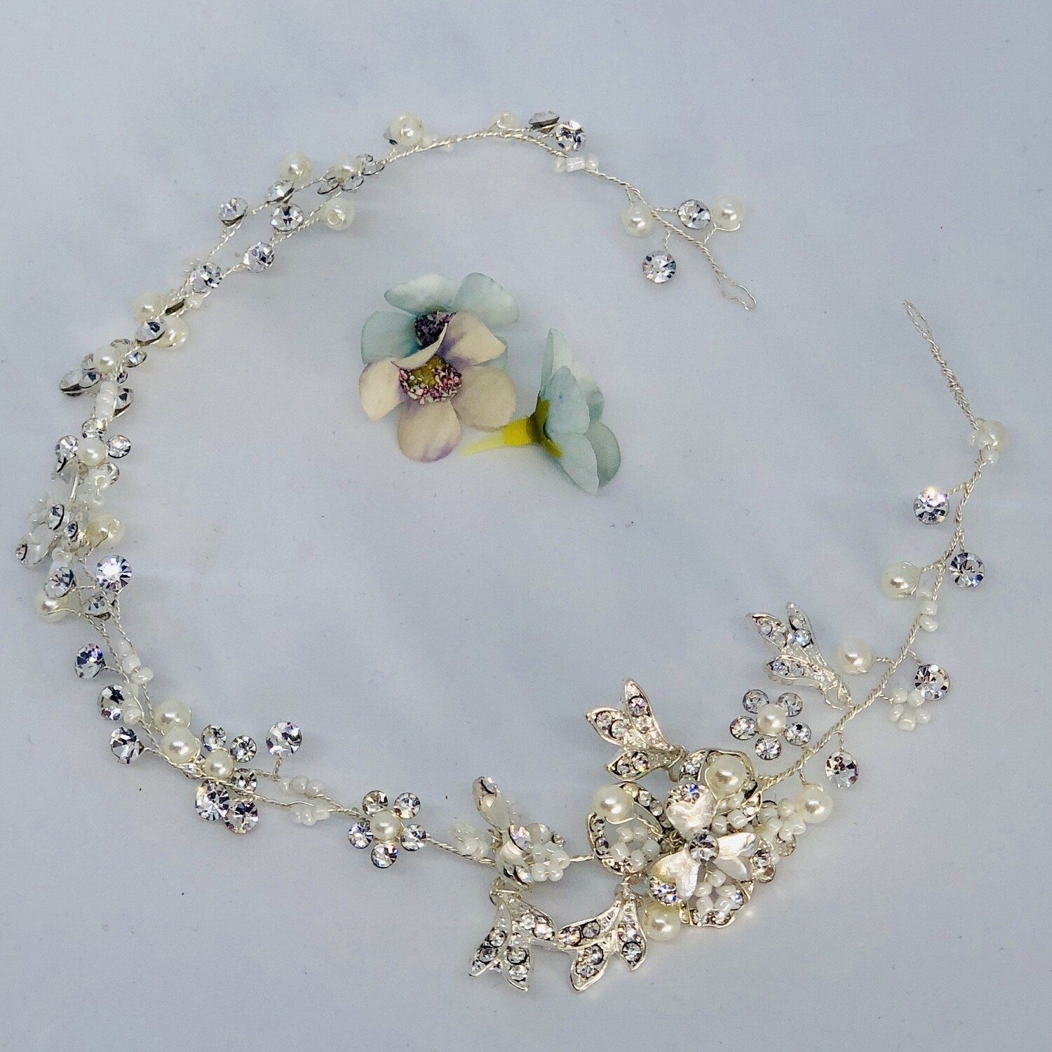 ADELINE SILVER - Crystal Bridal Wedding Head Piece