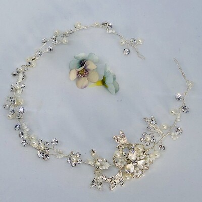ADELINE SILVER - Crystal Bridal Wedding Head Piece