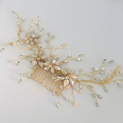 MADELINE - Gold Crystal Wedding Bridal Hair Comb