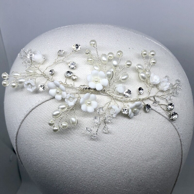 DANITA - Silver Crystal Wedding Bridal Hair Piece