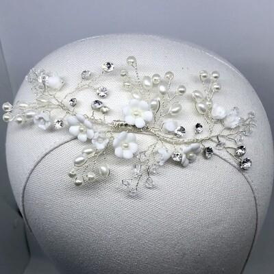 DANITA - Silver Crystal Wedding Bridal Hair Piece
