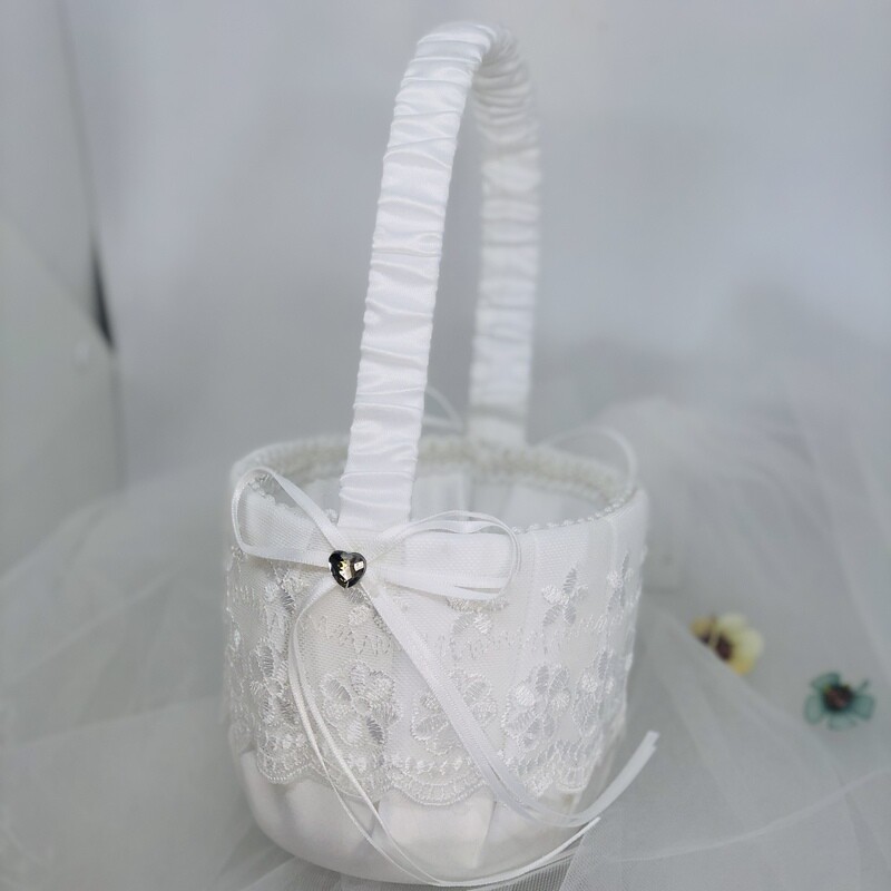 CASEY - White Lace Flower Girl Basket