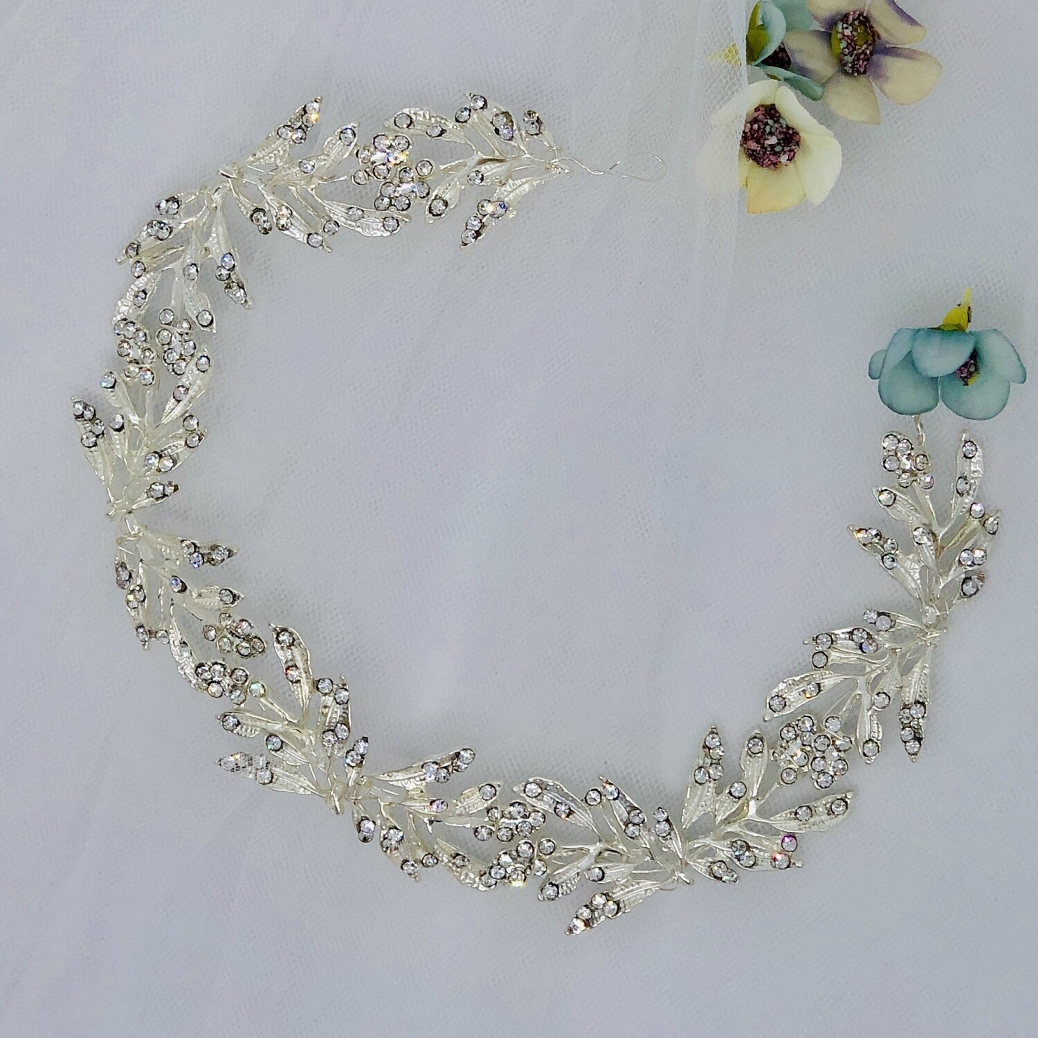 PEGGY - Silver Crystal Rhinestone Head Piece