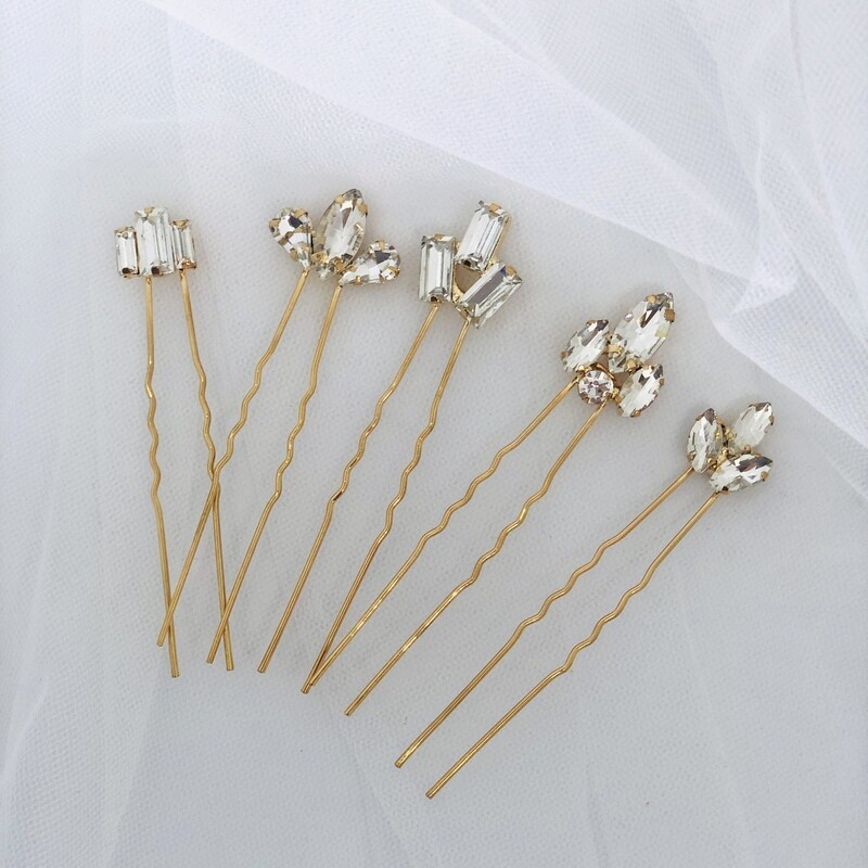 JOCELYN - Set of 5 Art Deco Gold Bridal Hair Pin