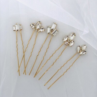 JOCELYN - Set of 5 Art Deco Gold Bridal Hair Pin