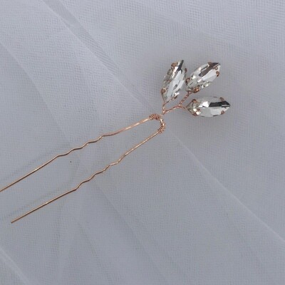 VANESSA - Rose Gold Bling Wedding Bridal Hair Pins