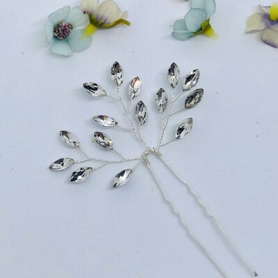 MAINE - Silver Crystal Bridal Hair Pin