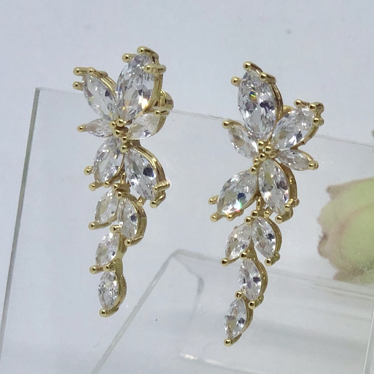 LOLA GOLD - Pierced Drop Bridal Wedding Earrings