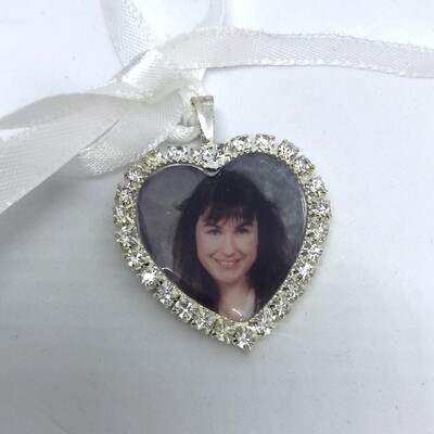HEATHER - Silver Heart Bling Bridal Memory Charm