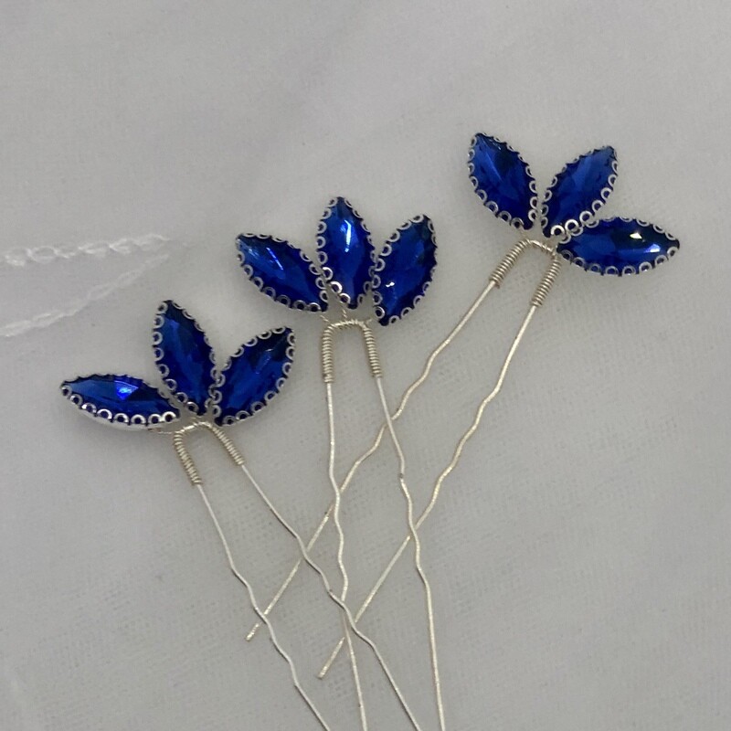 VALERIE - Royal Blue Bling Wedding Bridal Hair Pins