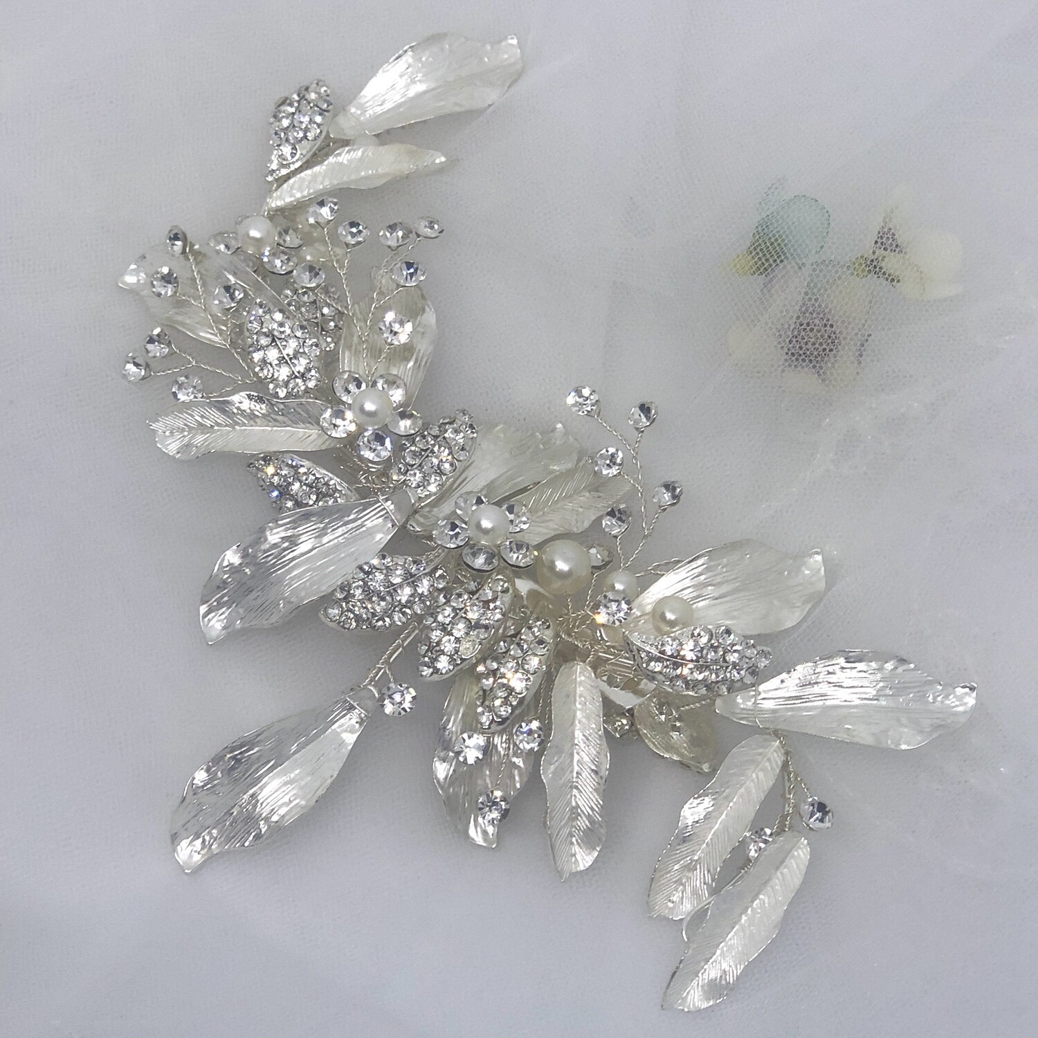 MARGO - Silver Crystal Wedding Bridal Hairpiece