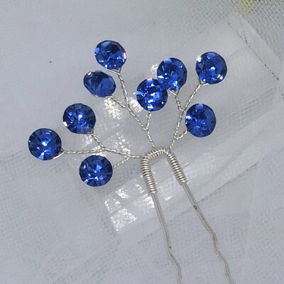 ILANA - Royal Blue Crystal Bridal Hair Pin