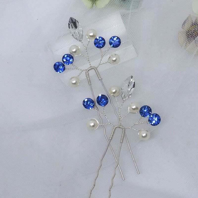 KAYLA - Royal Blue Crystal Bridal Hair Pin