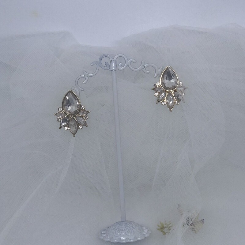 BAMBI - Gold pierced Crystal Teardrop Earrings