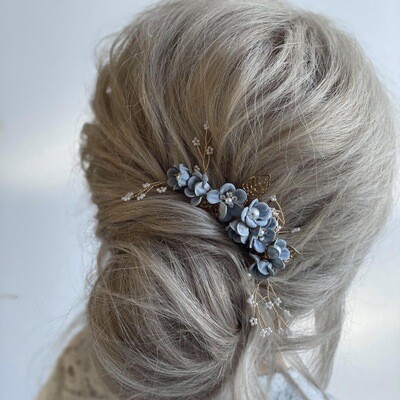 DANA BLUE - Gold Wedding Bridal Hair Comb
