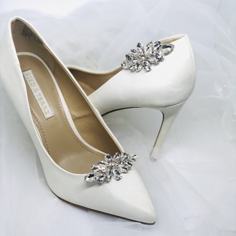 JENNY - Sparkling Crystal &amp; Silver Shoe Clips