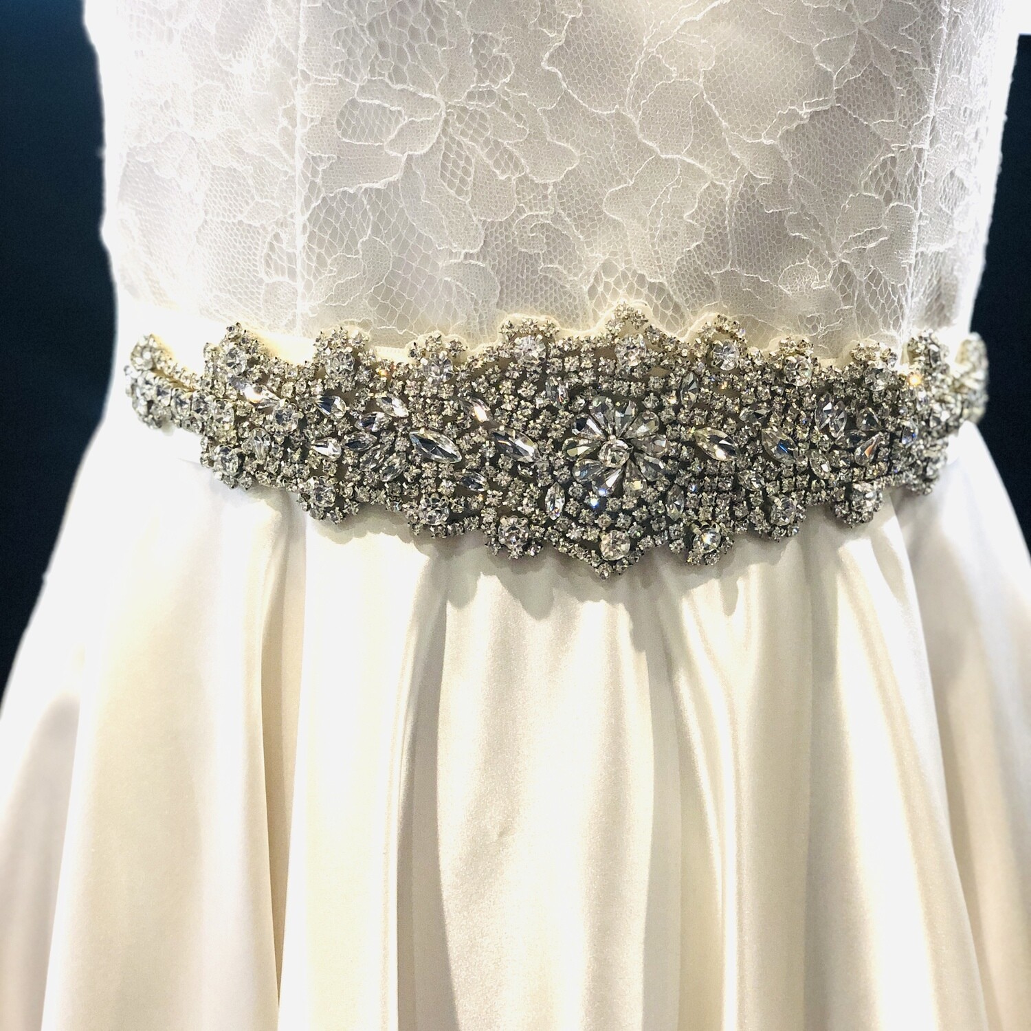 MARNIE - Silver Ribbon Bridal Wedding Sash Belt