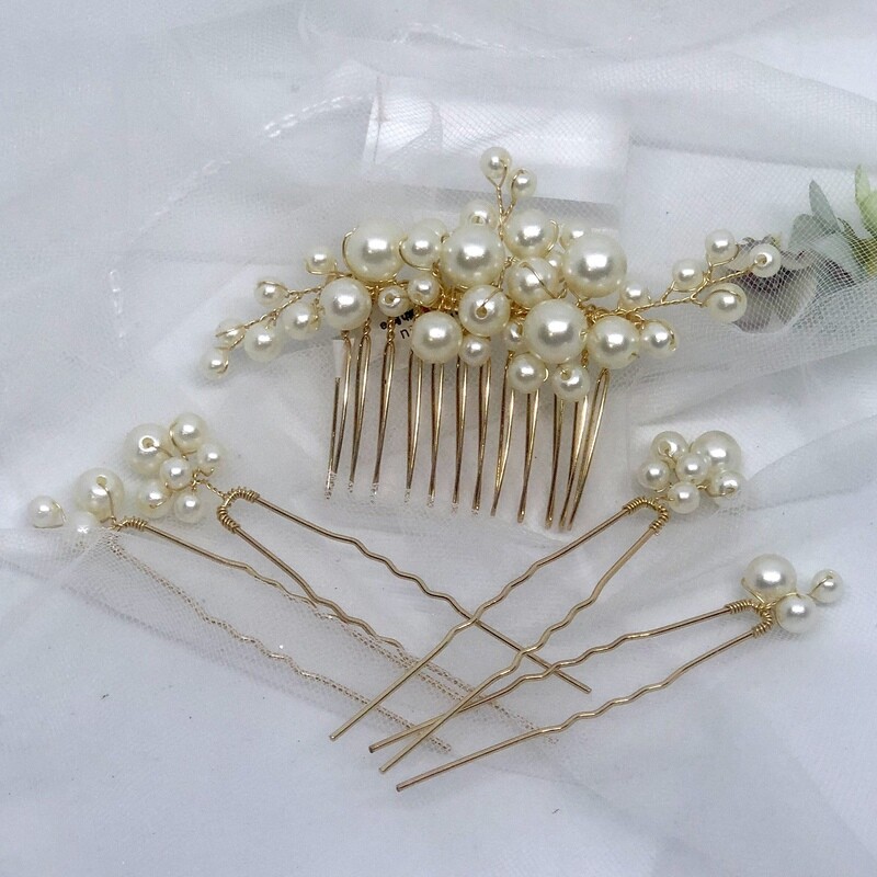 HANNAH - Gold Crystal Wedding Bridal Hair Comb