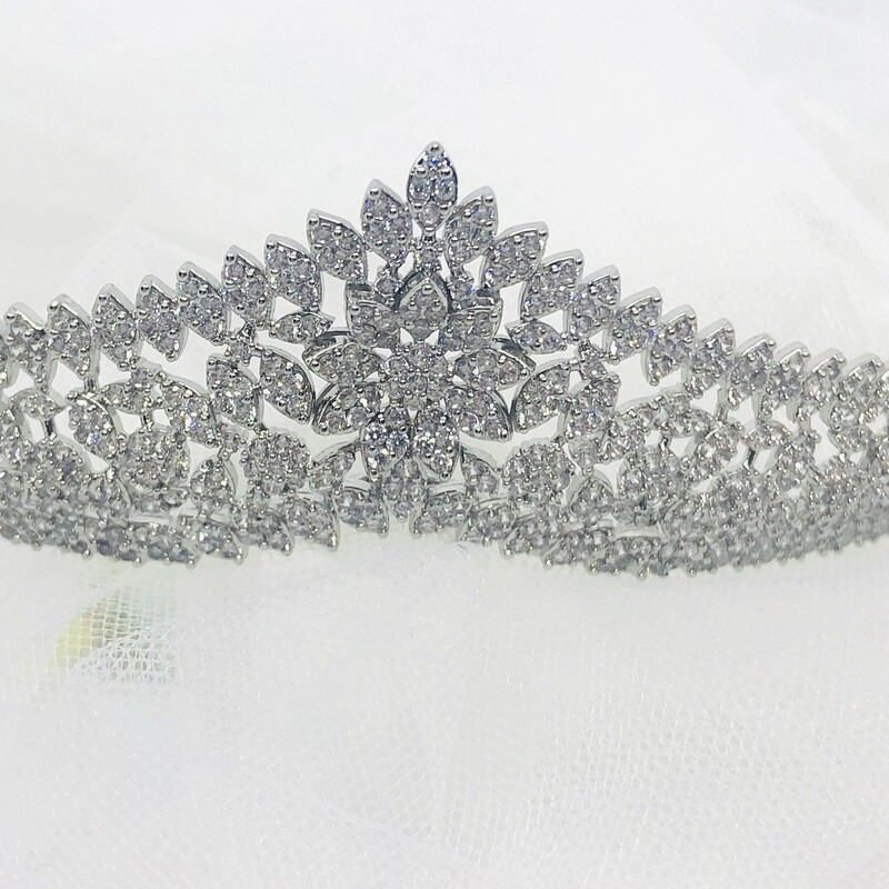 KRISTEN - Silver Wedding Bridal Crown Tiara