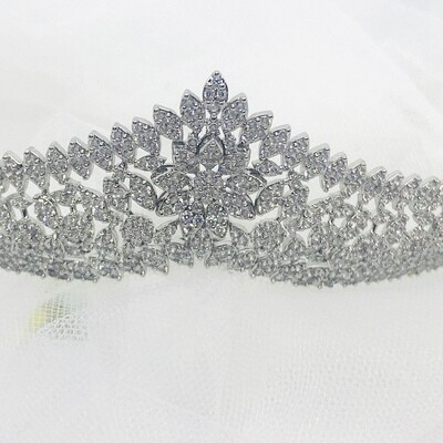 KRISTEN - Silver Wedding Bridal Crown Tiara