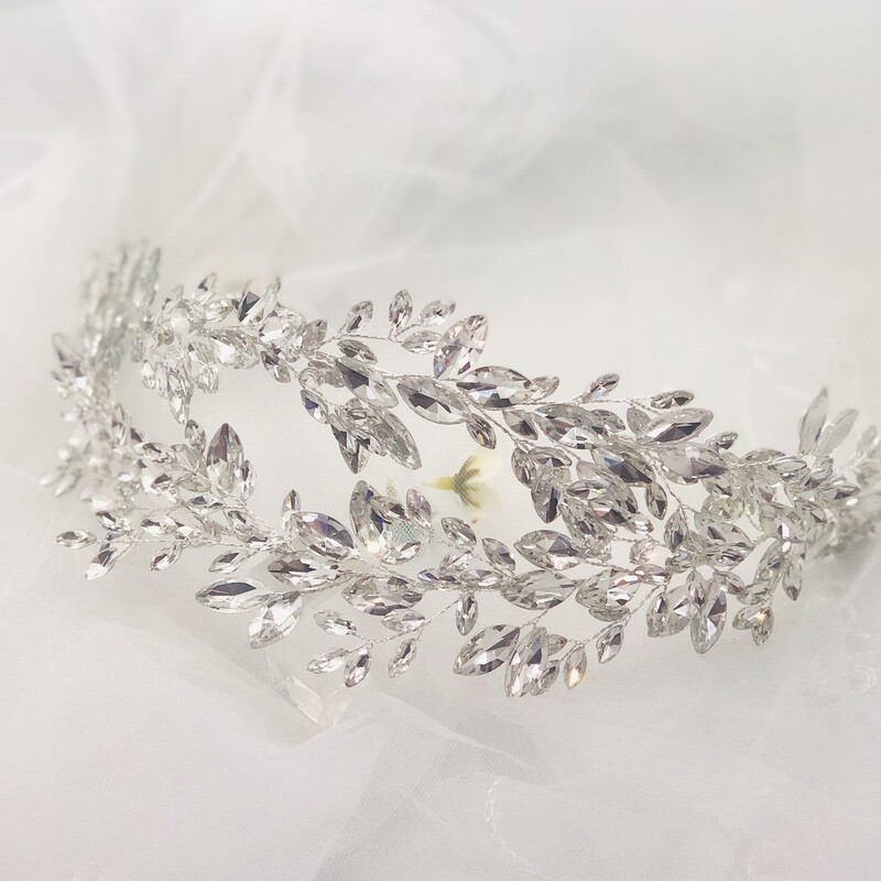 HARPER - Silver Crystal Wedding Bridal Hair Piece