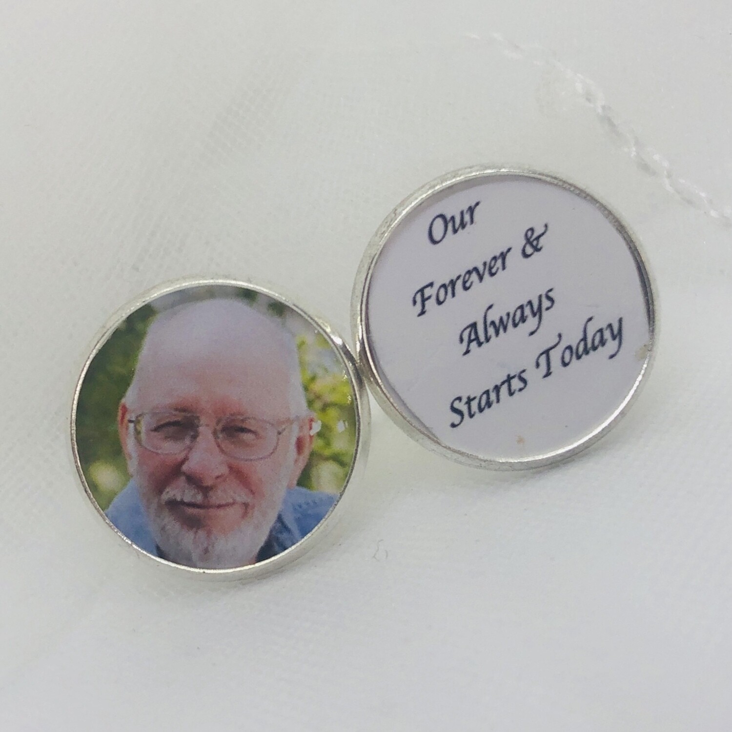 AARON - 18mm Silver Memory Charm Cuff Links