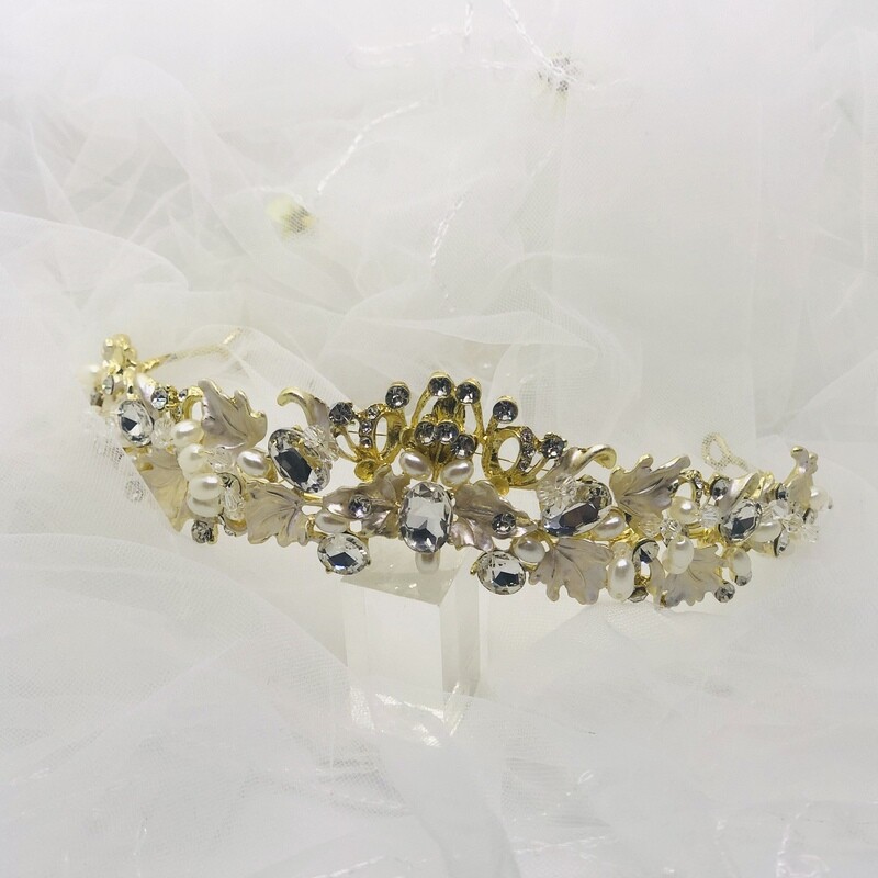 LEXI - Gold Crystal Wedding Bridal Tiara