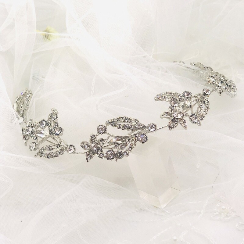 FALLON - Silver Crystal Bridal Wedding Headband