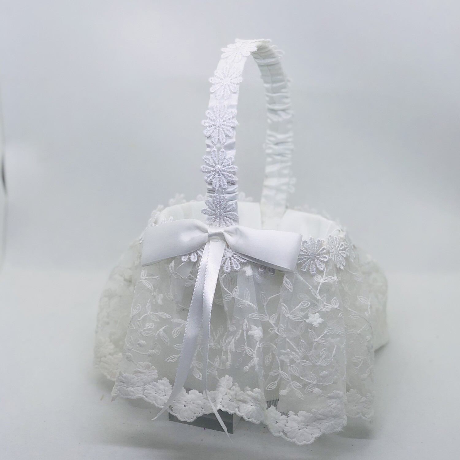 LACEY - White Lace Flower Girl Basket