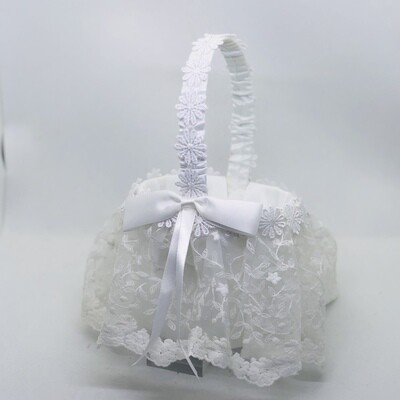 LACEY - White Lace Flower Girl Basket