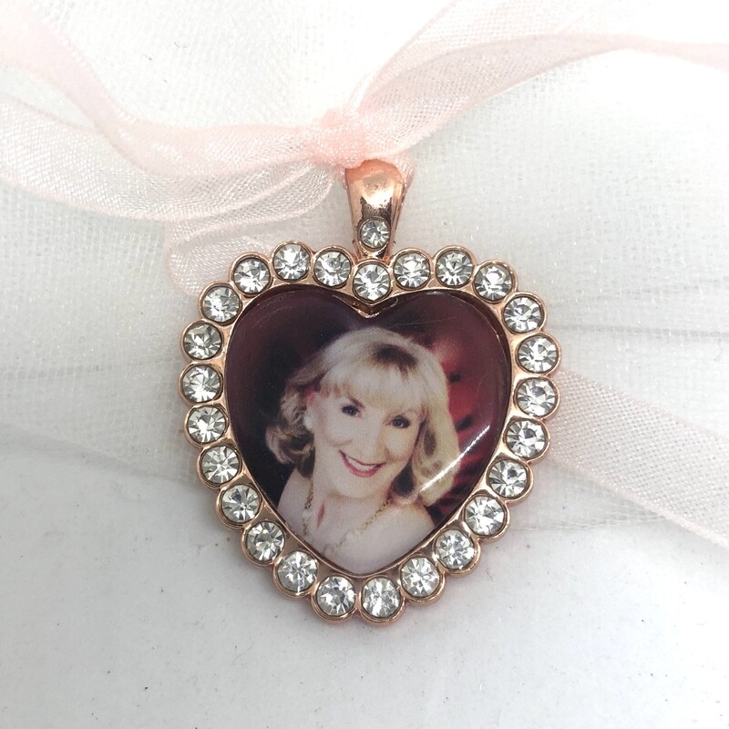 HEATHER - Rose Gold Heart Bling Bridal Memory Charm
