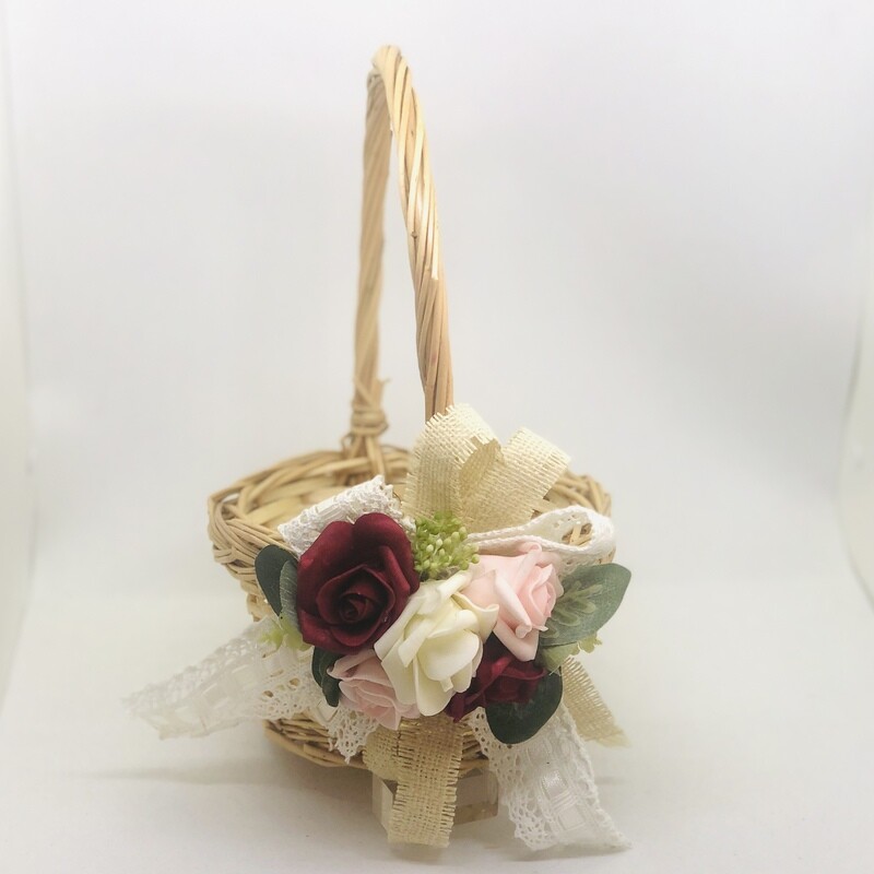 COUNTRY - Rustic Cane Flower Girl Basket