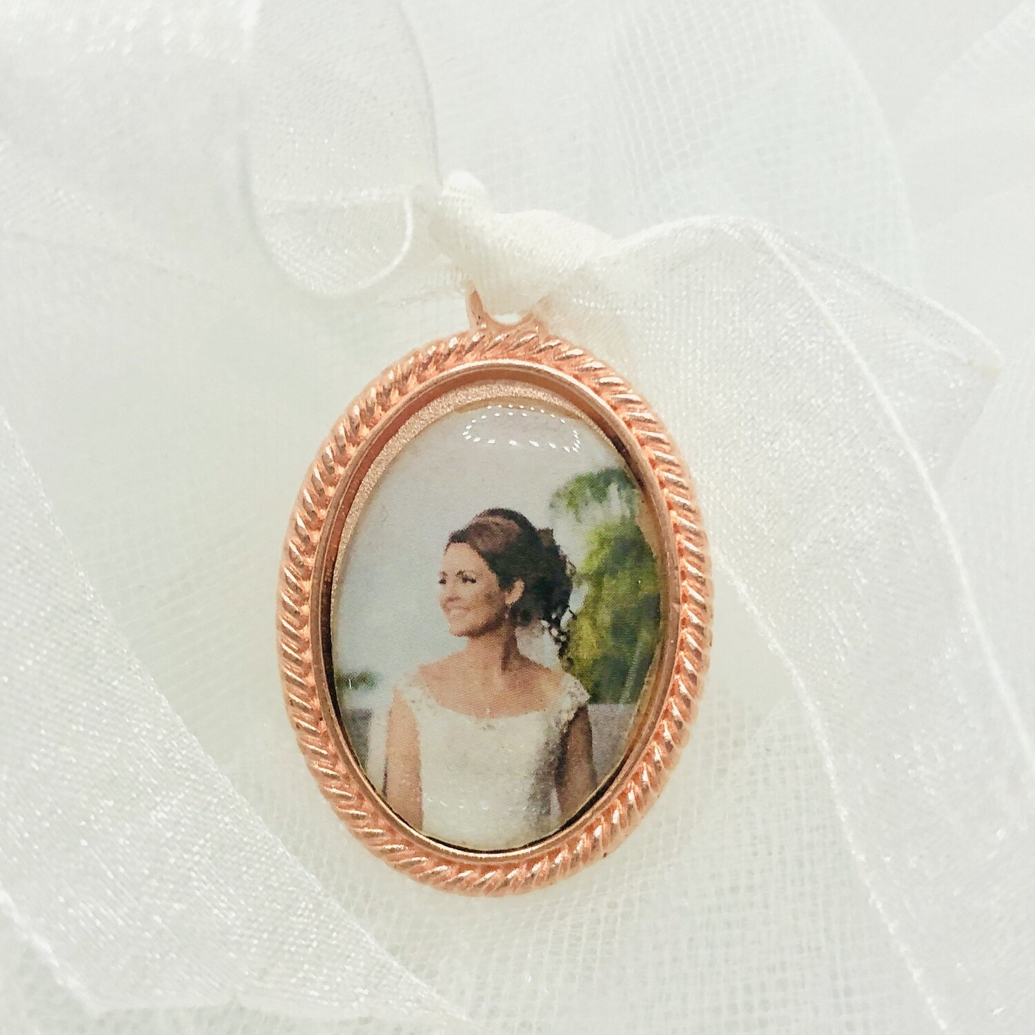 JANET ROSE - Rose Gold Oval Bridal Memory Charm