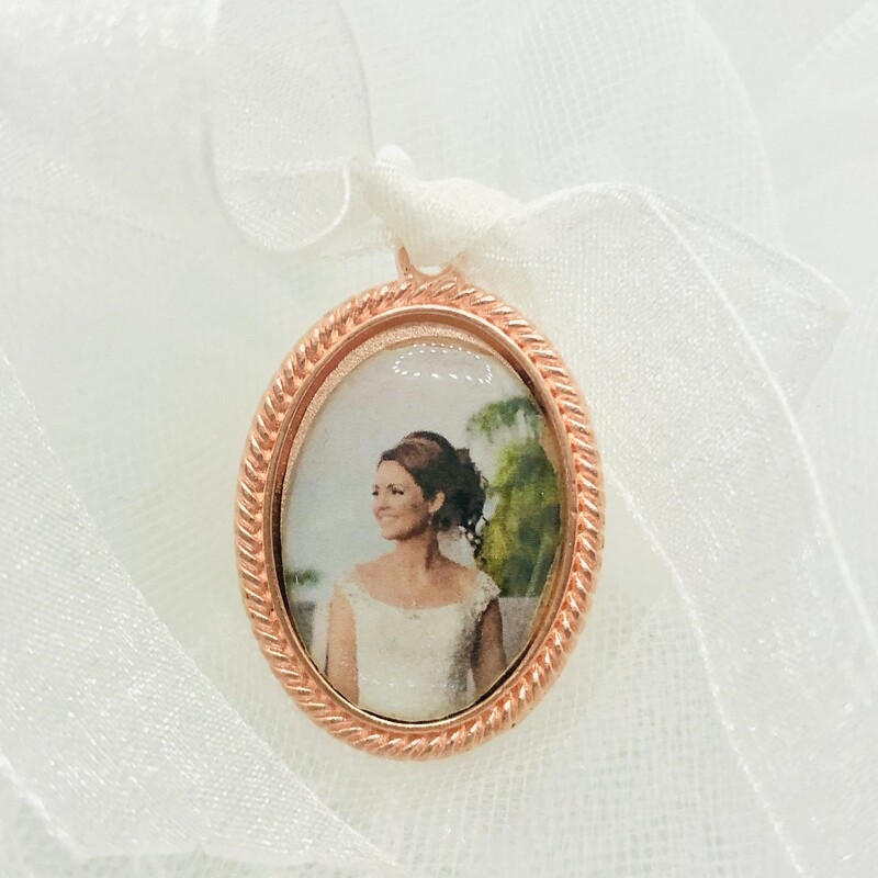 JANET ROSE - Rose Gold Oval Bridal Memory Charm