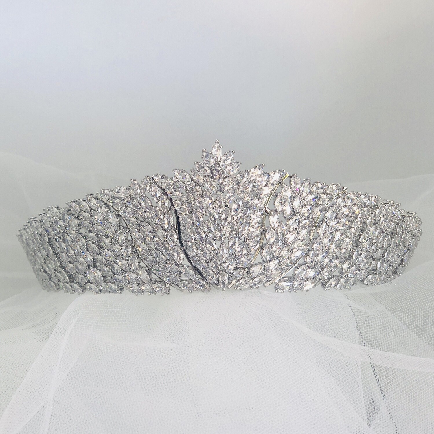 BRIGITTE - Silver Wedding Bridal Crown Tiara