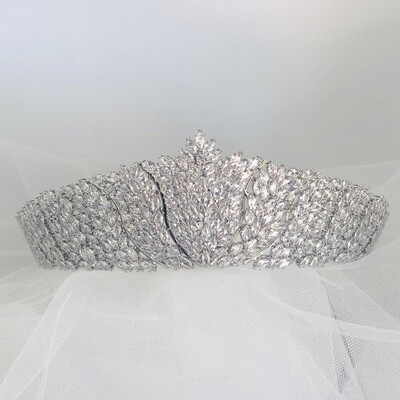 BRIGITTE - Silver Wedding Bridal Crown Tiara