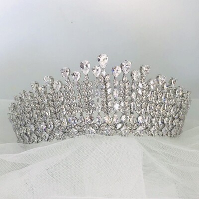 JENNIFER - Silver Wedding Bridal Crown Tiara