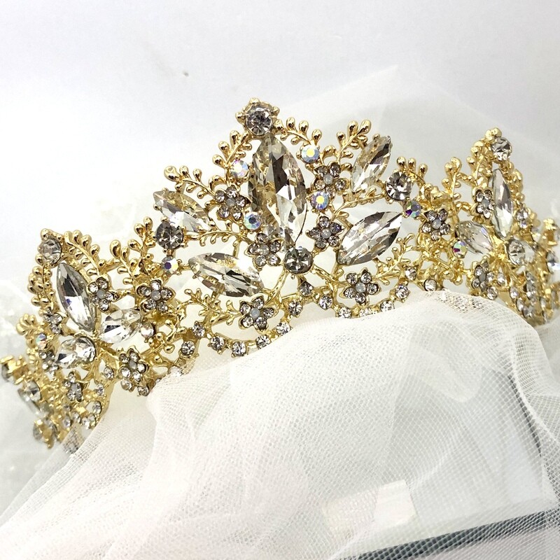 ANGELICA GOLD - Sparkling Wedding Bridal Tiara