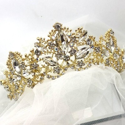 ANGELICA GOLD - Sparkling Wedding Bridal Tiara